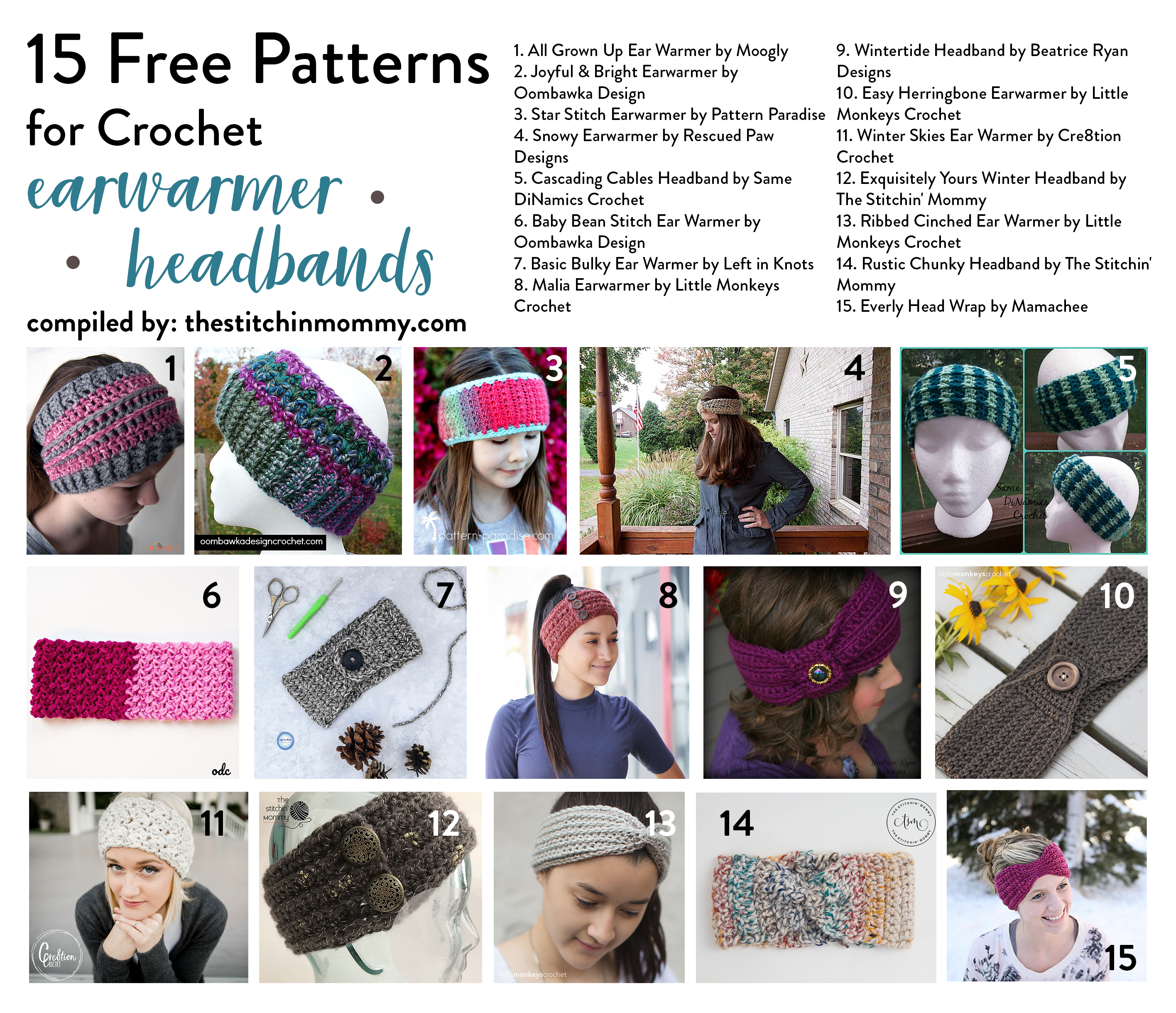 15 Free Patterns for Crochet Earwarmer Headbands - The Stitchin Mommy