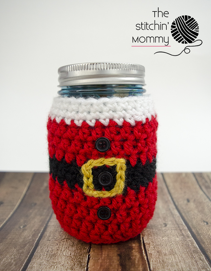 Little Santa Mason Jar Cozy - Free Crochet Pattern - The Stitchin